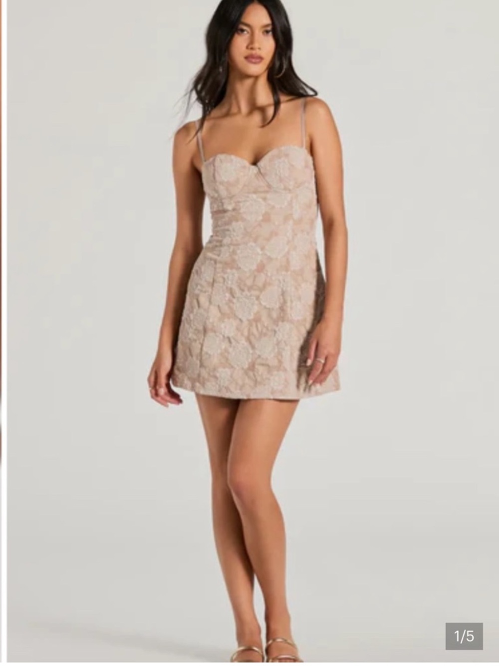 New Windsor Blush Floral Lace Mini Dress with Sweetheart Neckline
